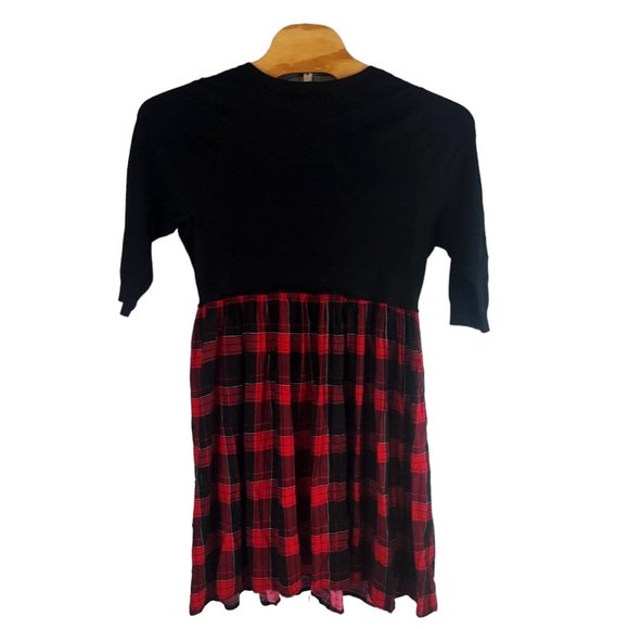 Torrid Plus Size Womens 1‎ Black Red Plaid Mini Challis To Knit Dress 12165531 - Picture 3 of 6